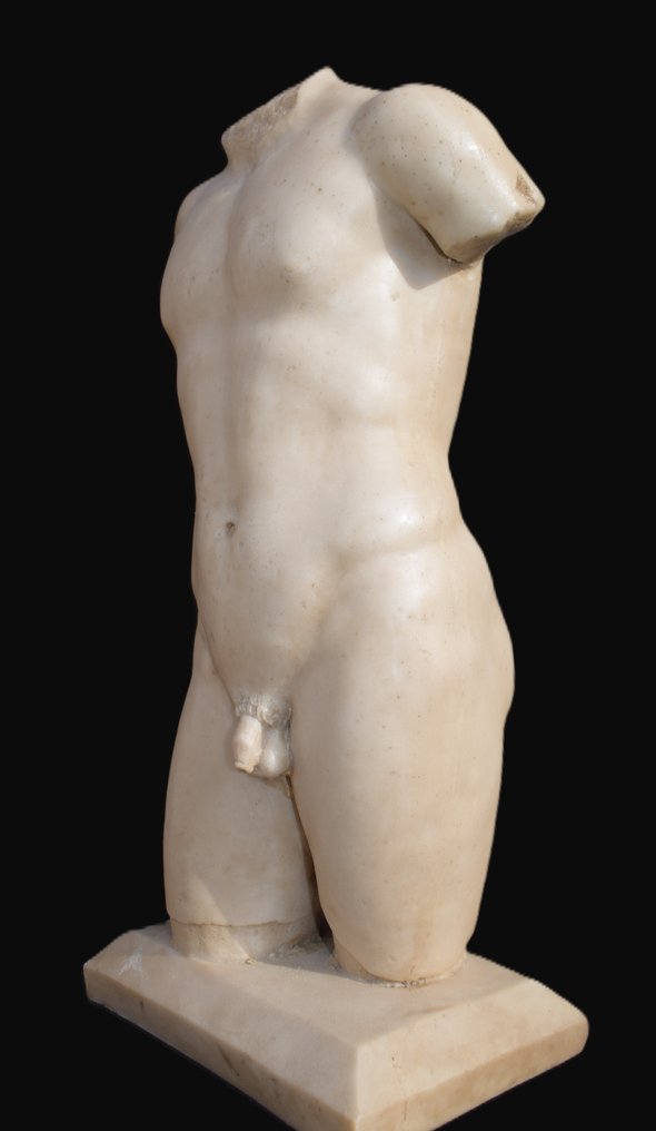 Sculpture, Torso virile - 10 kg - 46 cm - Reconstructed Carrara marble #4.3