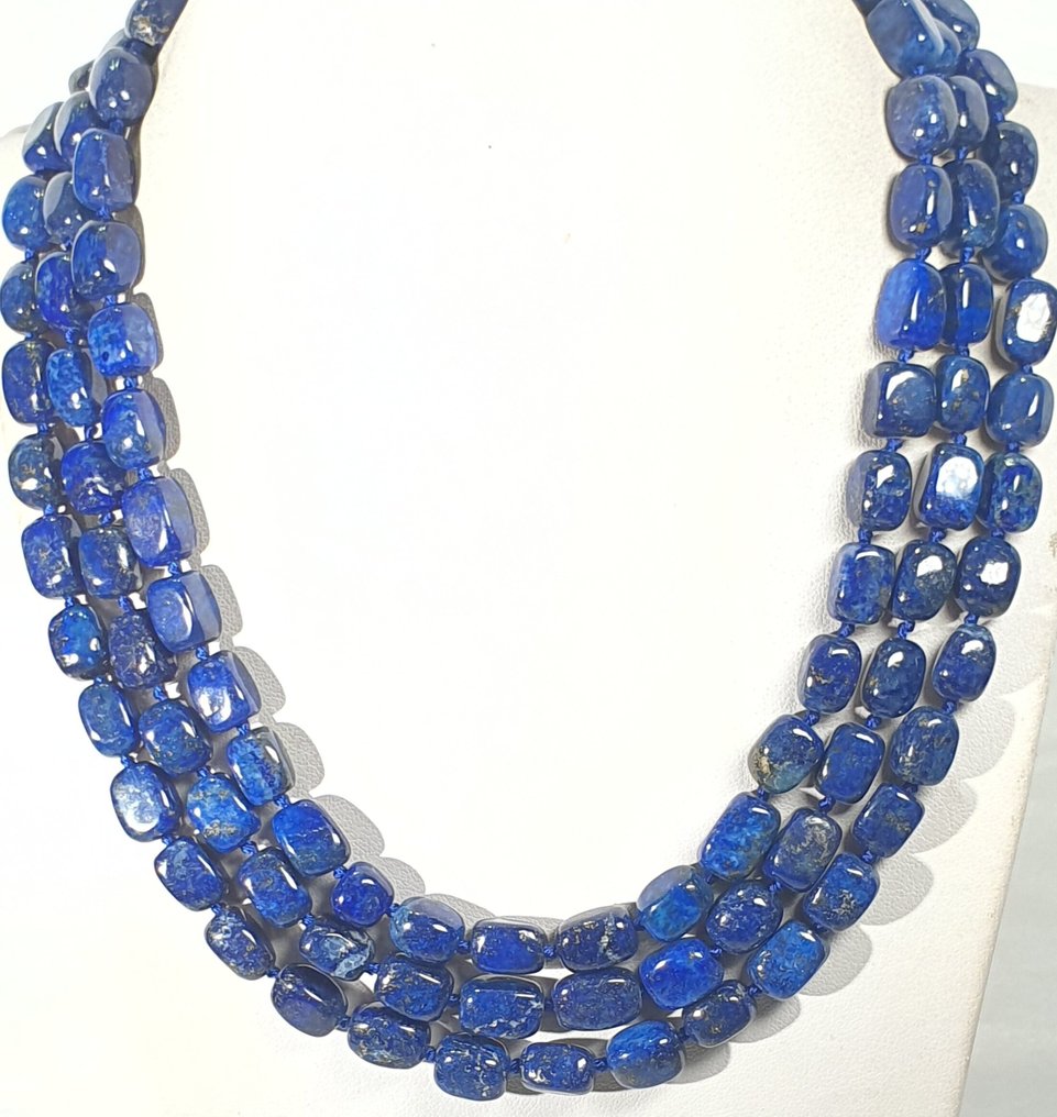 天然青金石 阿富汗 - 非常稀有 - 连接我们与神圣和天界 - 925纯银镀层 - 頸鏈 #1.0