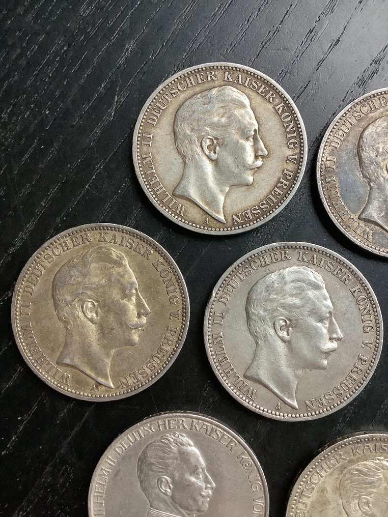 Germany, Empire Wilhelm II. 3 Mark 7x 1908/1914, incl. 25th Anniversary of the Reign/Prussia  (χωρίς τιμή ασφαλείας) #1.0