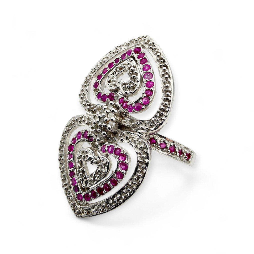 Sin precio de reserva - Anillo Plata - Ruby, Diamond (Certified) #3.2