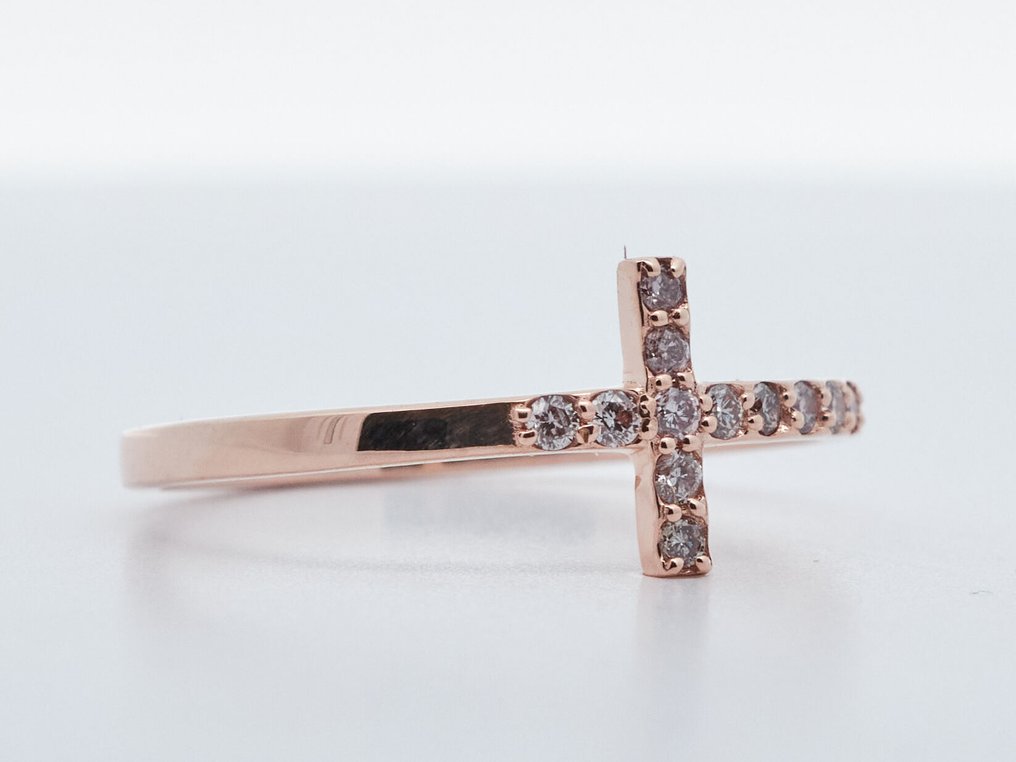 沒有保留價 - 戒指 - 14 克拉 玫瑰金 - 0.12ct. tw. 鉆石 (天然彩色) #1.0