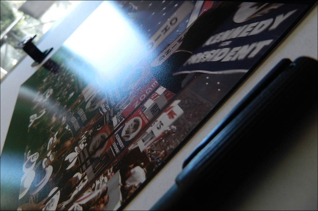 Ralph Crane - Wide-angle photo of the floor at the Democratic convention with John F. Kennedy supporters. Los #4.3