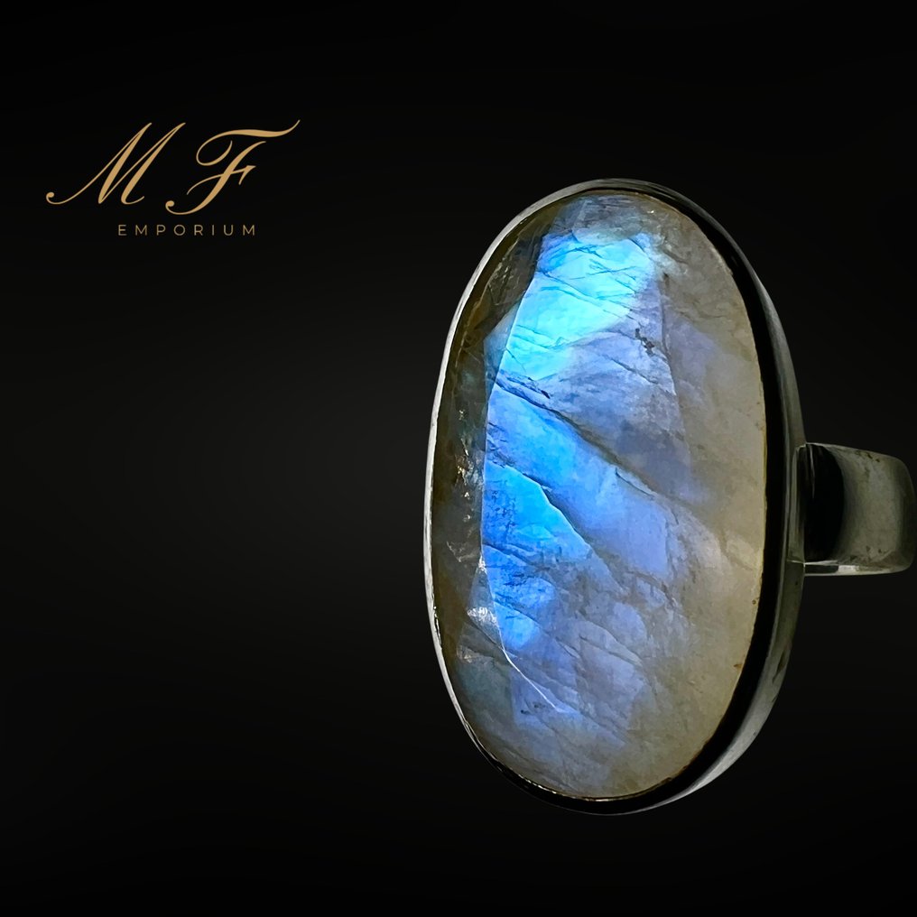 独家月光石戒指 - 镶嵌于925纯银 925 银- 10 g - (1) #3.2