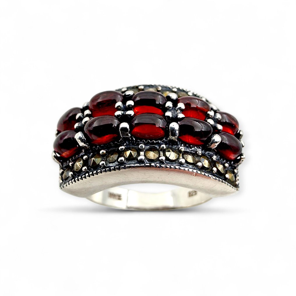 No reserve price - Ring Silver - Garnet (Certified) #1.0