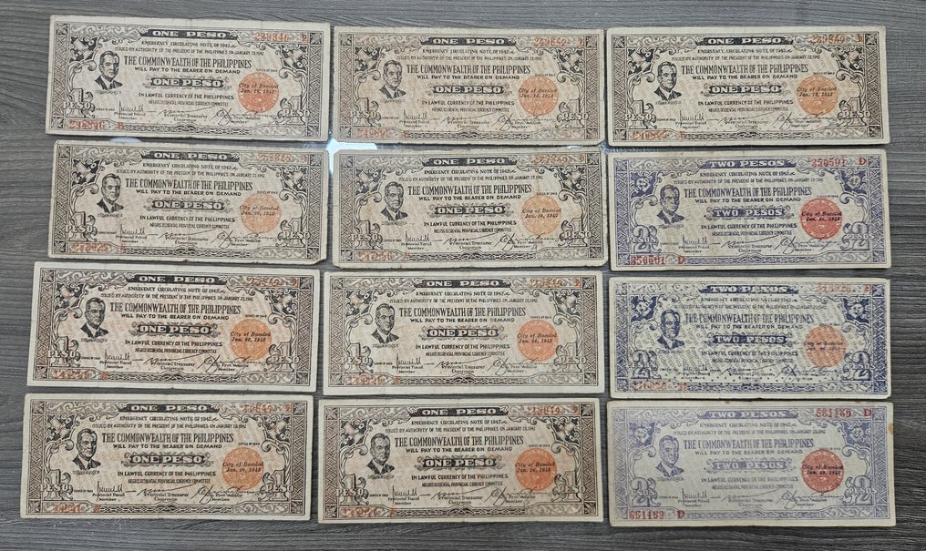 Filipine. - 26 banknotes - WW II Emergency & Guerrilla currency - Various Dates 1942-1944 (Fără preț de rezervă) #1.0
