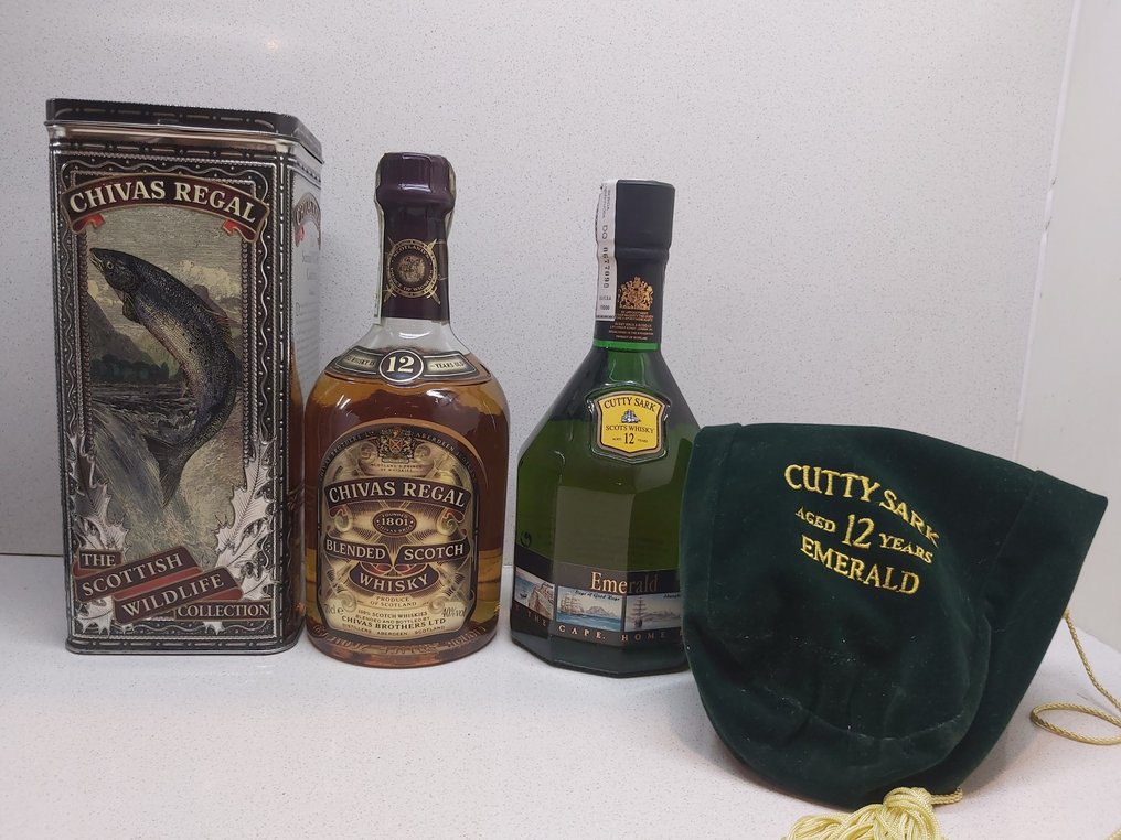 Chivas Regal 12yo Wildlife Collection + Cutty Sark 12yo Esmerald  - 70cl - 2 bottles #1.0