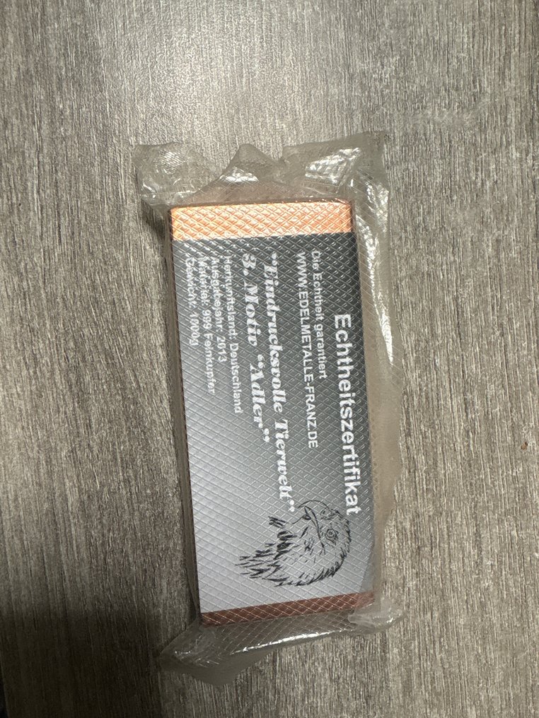 1 quilograma .999 - copper - Edelmetalle Franz (Sem preço de reserva) #1.0