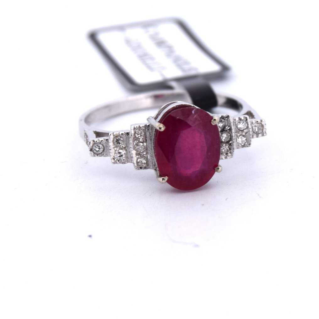 Ring Platinum -  2.90ct. tw. Ruby - Diamond - DECO' #1.0