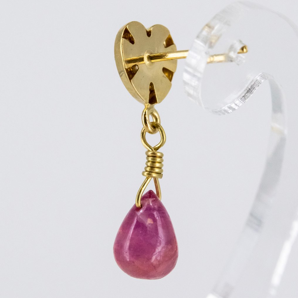 Boucles d'oreilles - 18 carats Or jaune Rubis - Diamant #4.3