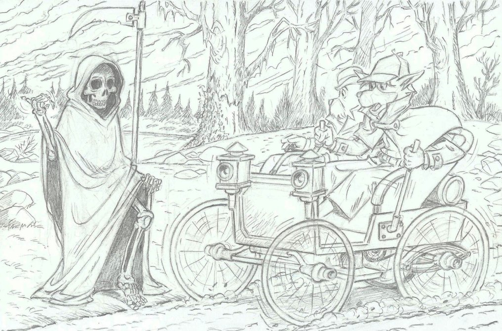 Bernat - 1 Original drawing - Sherlock Holmes - hitchhiking from hell ! #2.1