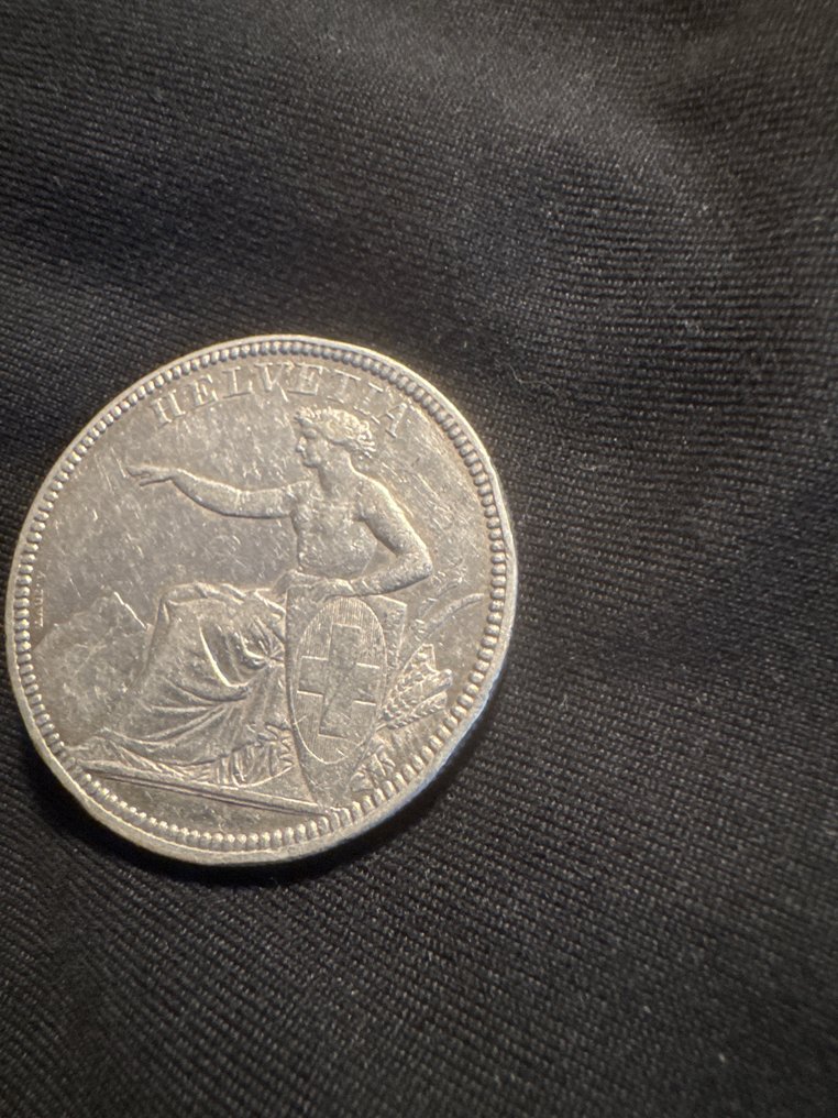 Zwitserland. 5 Francs 1874 B (ohne Punkt)  (Zonder minimumprijs) #4.3