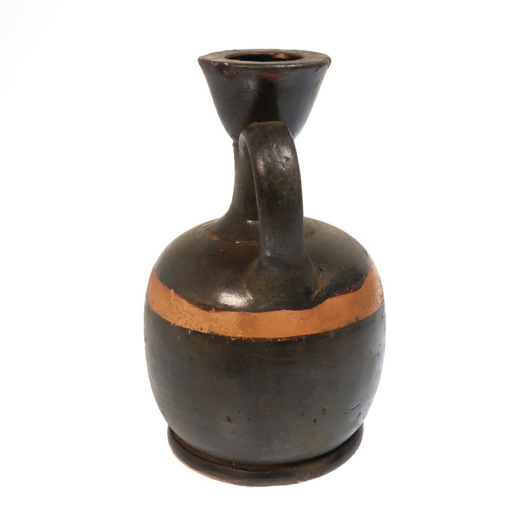 古希腊语,坎帕尼亚语 Terracotta 方形红色彩绘莱克索斯瓶,带有波浪装饰 #3.2