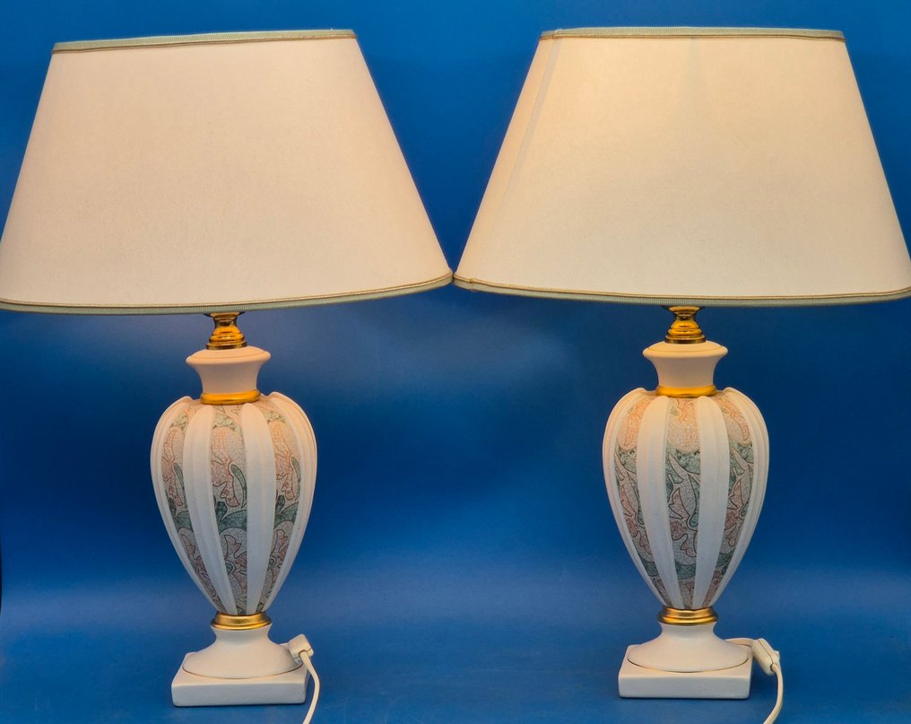 Paar Tischlampen – Dekorative Keramiklampen mit floralem Muster – elektrisch - Φωτιστικό - Κεραμικό #1.0