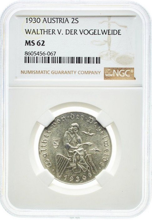 奧地利. 2 Schilling 1930 - NGC MS62 #1.0