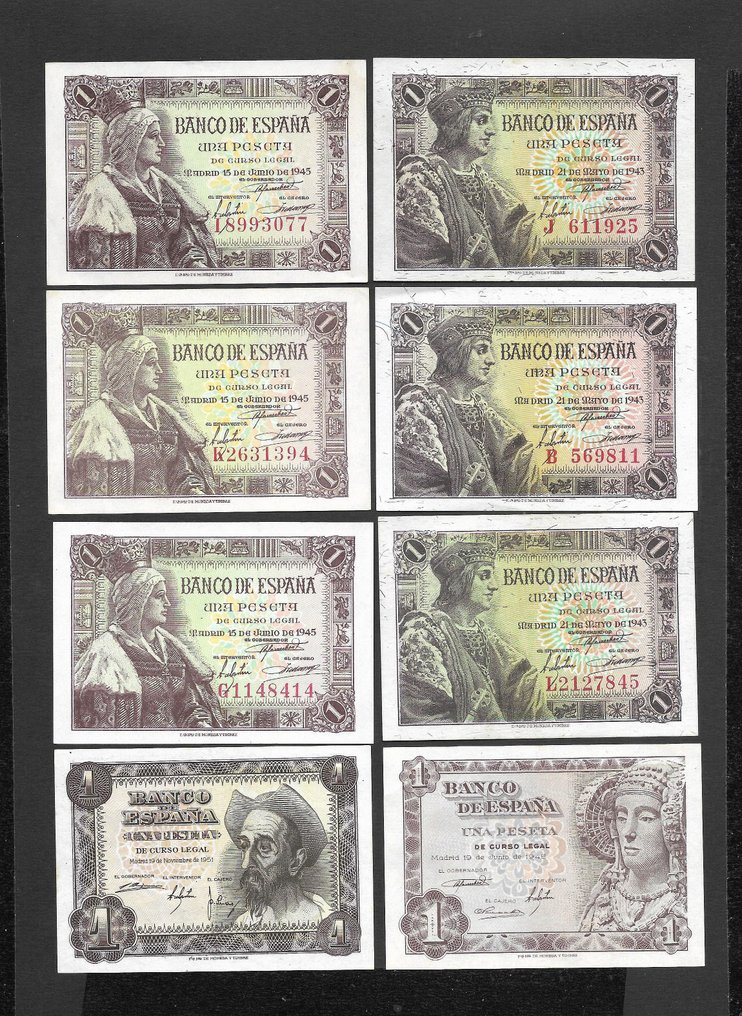 Spania. - 8 Banknotes - various dates (Fără preț de rezervă) #1.0