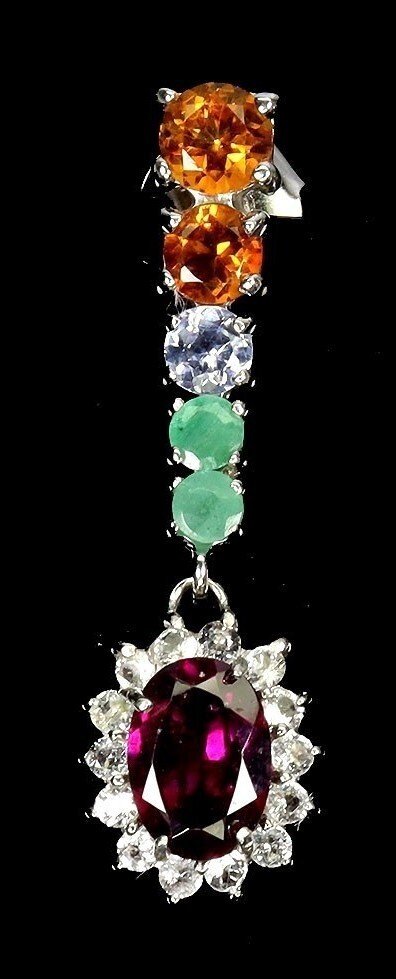 χωρίς τιμή ασφαλείας - Σκουλαρίκια Ασημί Γρανάτης - Κιτρίνης - Emerald, Tanzanite, Topaz #3.2