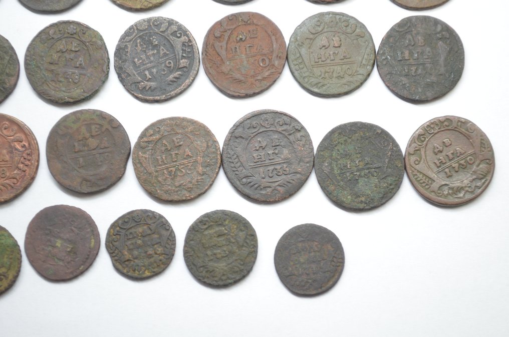 Ρωσία. Lot of 39 coins: Polushka & Denga, various years XVIII cent.  (χωρίς τιμή ασφαλείας) #3.2