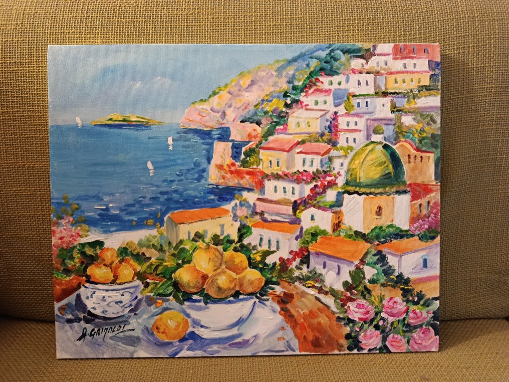 Alfredo Grimaldi (1950) - Positano con limoni  (costiera amalfitana) #1.0