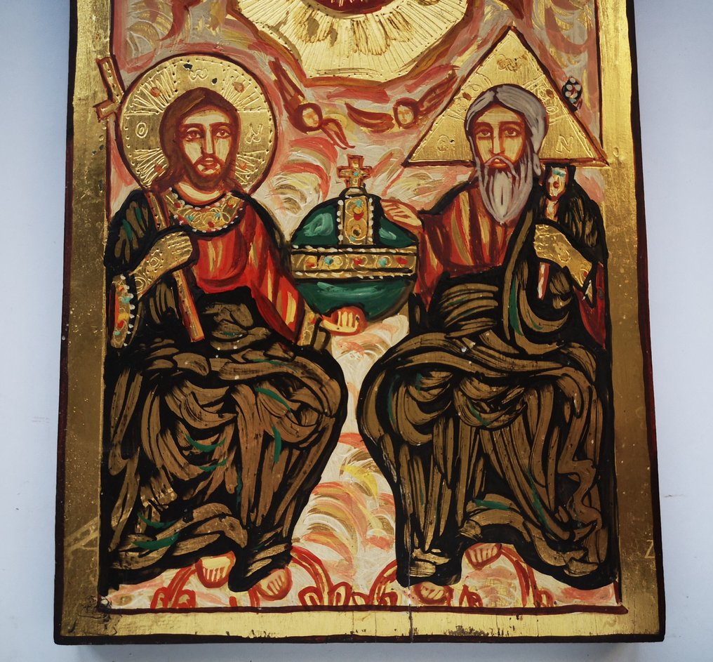 Icon - New Testament Holy Trinity, Hand Painted icon - Wood #2.1