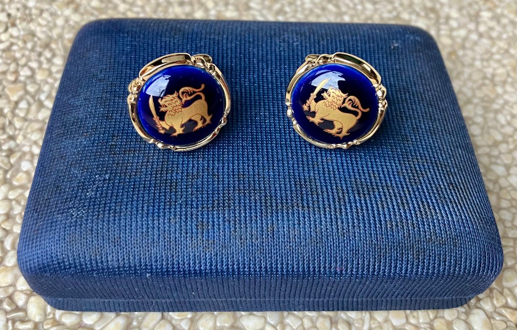 Other brand - Gold-plated, Μέταλλο - Μανικετόκουμπα - Λιμόζ Γαλλία - Λιοντάρι #1.0