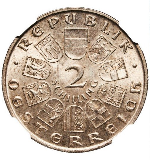 奧地利. 2 Schilling 1931 - NGC MS63 #1.0