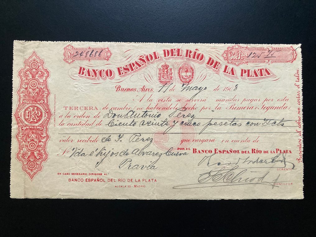 Banco Español del Río de la Plata. 1908-1917 - Lelu #3.2
