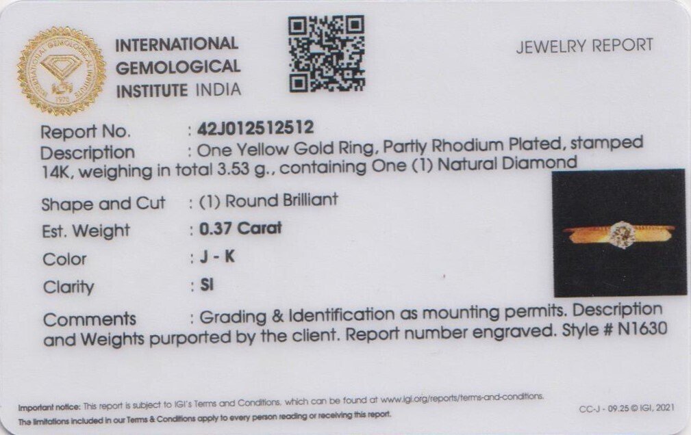 χωρίς τιμή ασφαλείας - Δαχτυλίδι - 14 καράτια Κίτρινο χρυσό -  0.37ct. tw. Διαμάντι (Φυσικό) - Δαχτυλίδι με μονόπετρο διαμαντιού #2.1