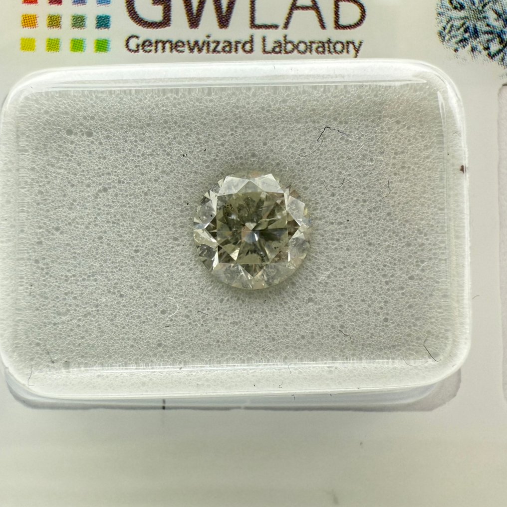 No reserve price - 1 pcs Diamond  (Natural)  - 0.90 ct - Round - H - I1 - Gemewizard Gemological Laboratory (GWLab) #1.0