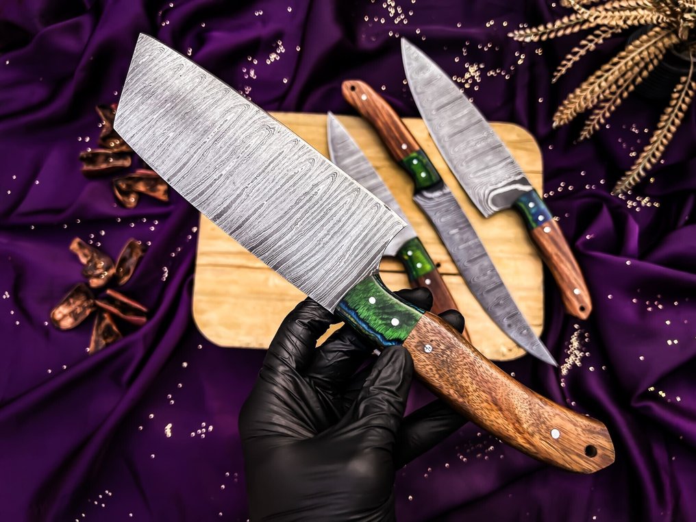 Handmade Chef knives set For Daily use Best For Outdoor and premium Quality table set BBQ knife Set - 厨刀 - Kitchen knife set - 1095 和 15N20 折叠钢 - 英国 - 露营刀 #1.0