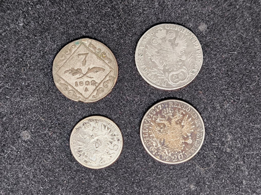 Austria. Lot of 4 coins, various Kreuzer denominations 1802/1870  (No reserve price) #1.0