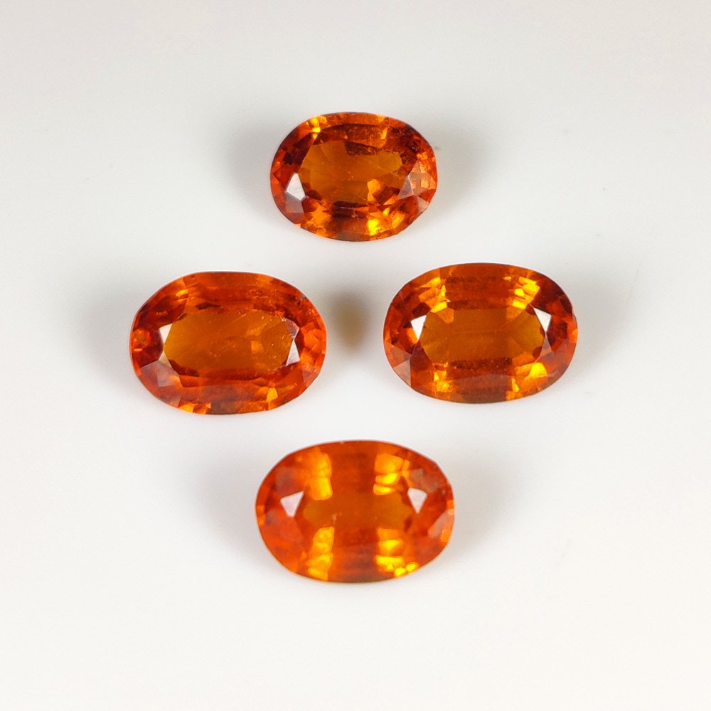 χωρίς τιμή ασφαλείας - 4 pcs  Πορτοκαλί Εσσονίτης, Γρανάτης  - 8.11 ct - Διεθνής Ένωση Έγχρωμων Πολύτιμων Λίθων (ICA GemLab) #1.0