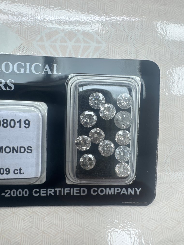 没有保留价 - 12 pcs 钻石  (天然)  - 3.09 ct - 圆形 - G, H, F - SI1 微内含一级, I1 内含一级 - 以色列宝石中心（G.C.I.） #1.0