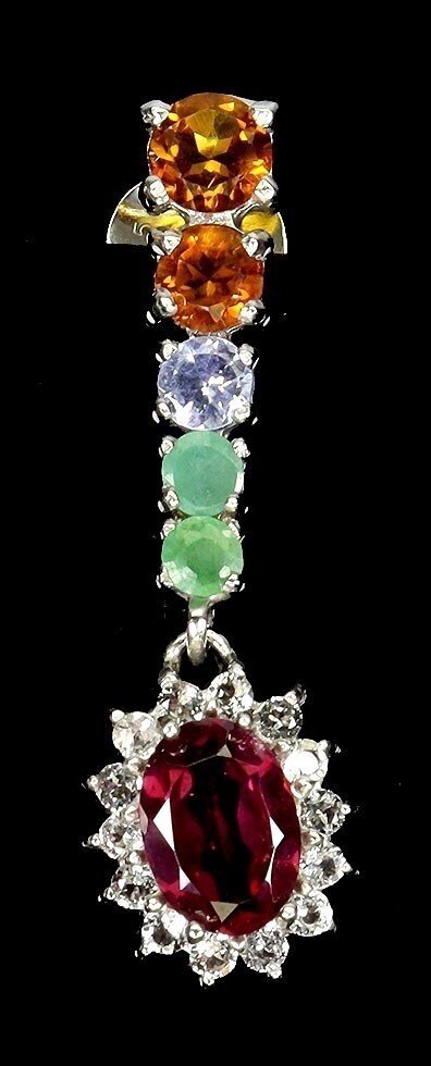 χωρίς τιμή ασφαλείας - Σκουλαρίκια Ασημί Γρανάτης - Κιτρίνης - Emerald, Tanzanite, Topaz #4.3