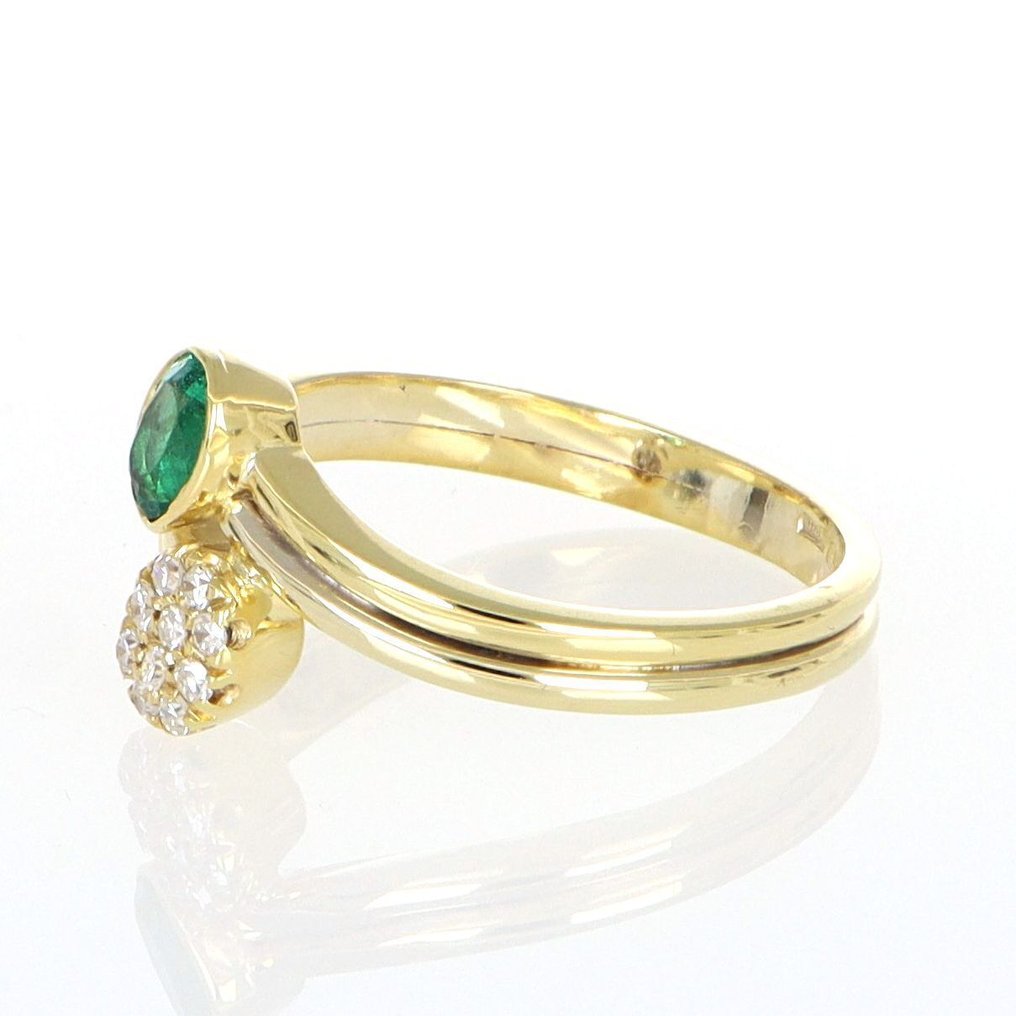 χωρίς τιμή ασφαλείας - Δαχτυλίδι - 18 καράτια Κίτρινο χρυσό Σμαράγδι - Διαμάντι #1.0