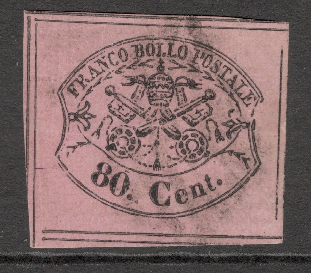 Italian Ancient States - Papal State 1867 - Second Issue: 80c Rose-Lilac - No Reserve Price - Sassone n.20 #1.0