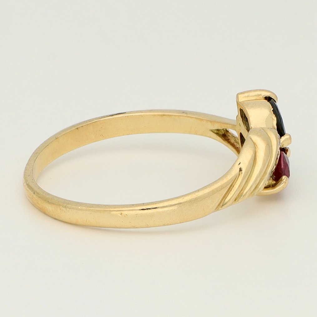 Sans prix de réserve - Bague - 18 carats Or jaune Diamant (Naturelle) - Saffier-Smaragd-Robijn #4.3