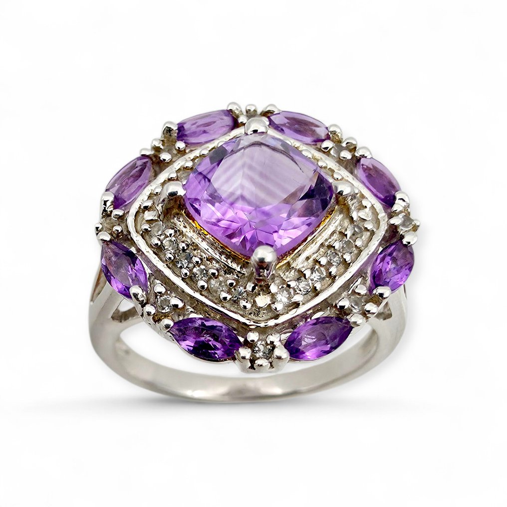 Sin precio de reserva - Anillo Plata - Amethyst (Certified) #1.0