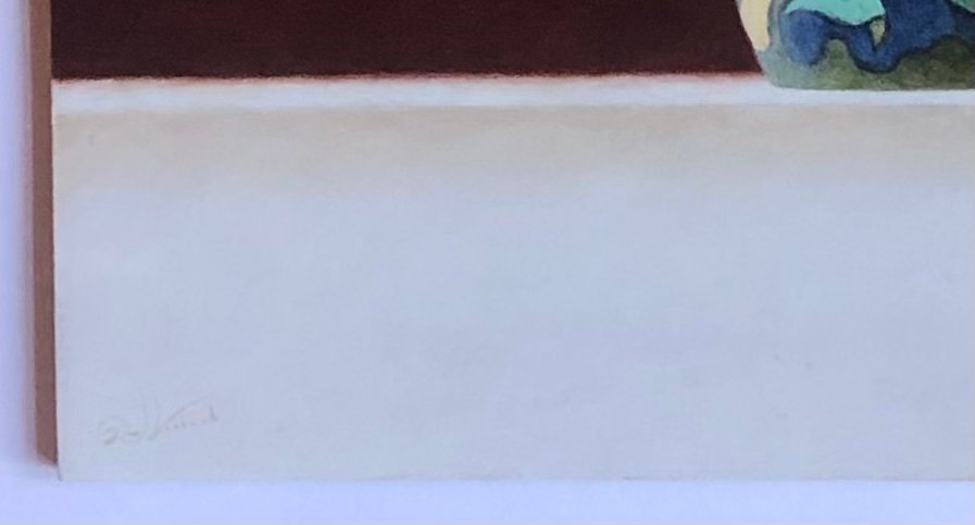 Ruud Verkerk - Gouds plateel met blauwe Iris. #2.1