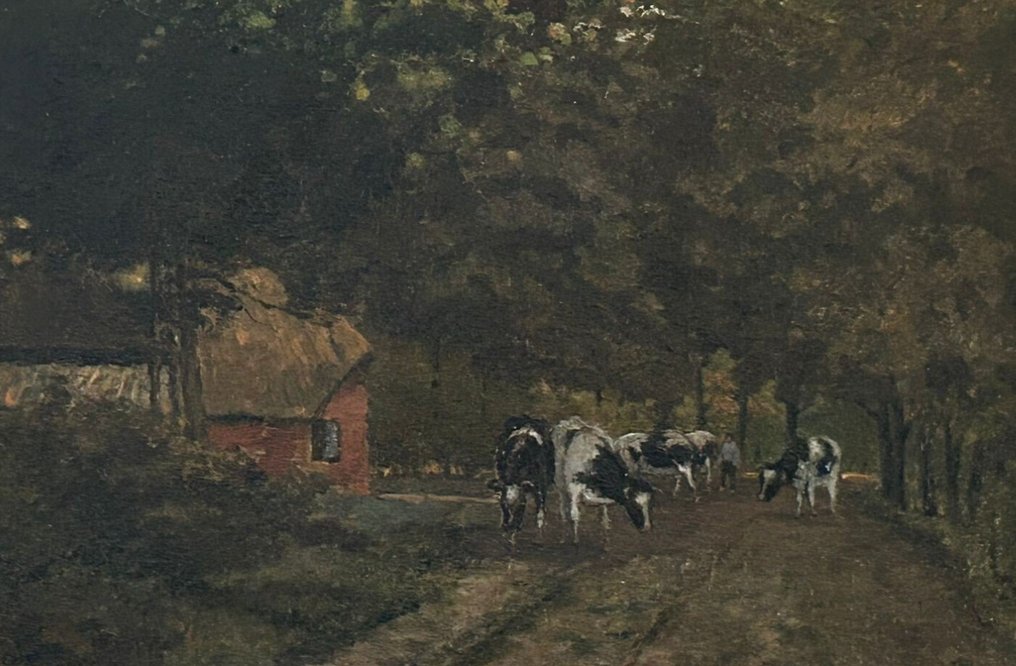 Cornelis Koning (1893 - 1951) - Landschap met koeien en boerderij #1.0