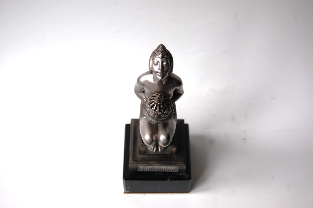 Stijl Duvernet - 雕塑, Wierook brander - Art Deco - 29 cm - 金属与大理石 - 1925 #2.1