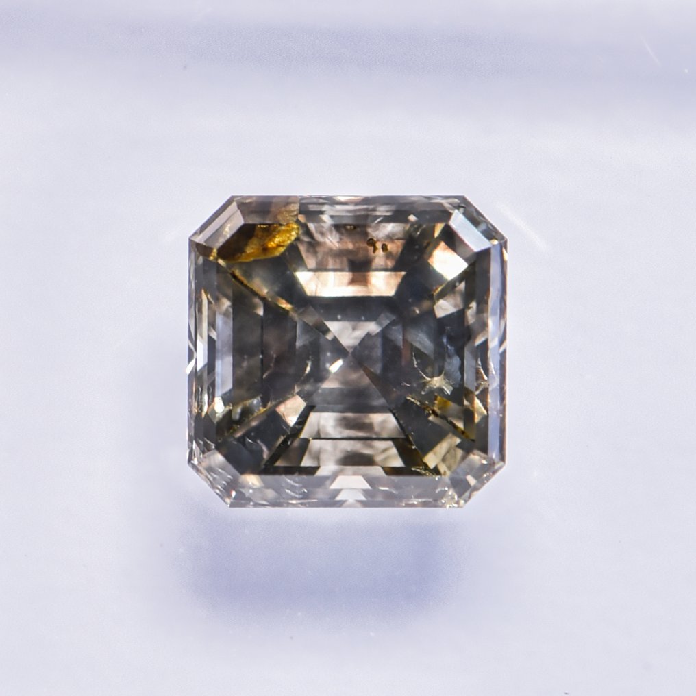 Nincs minimálár - 1 pcs Gyémánt  (Természetes színű)  - 1.04 ct - Smaragd - Fancy deep Zöldes, Barnás Sárga - SI2 - Nemzetközi Gemmológiai Intézet (IGI) - VG VG #4.3