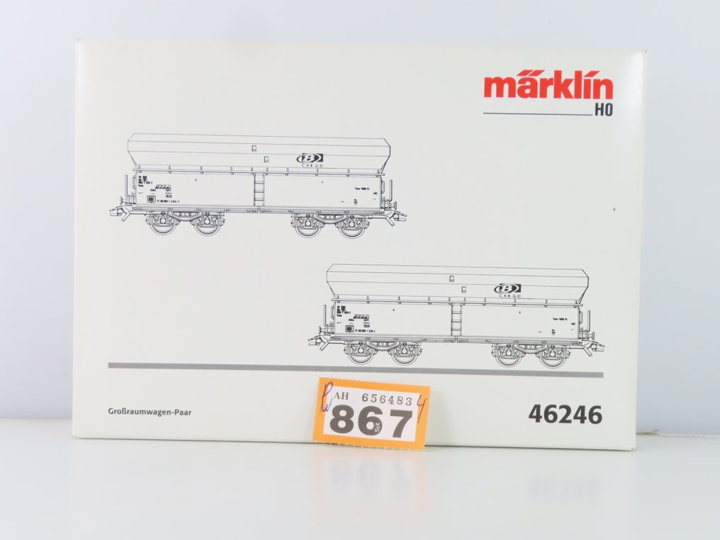 Märklin H0 - 46246 - Set di vagoni merci di modellini di treni (1) - Set di carri merci a 2 pezzi con scarico automatico a 4 assi. - NMBS #2.1