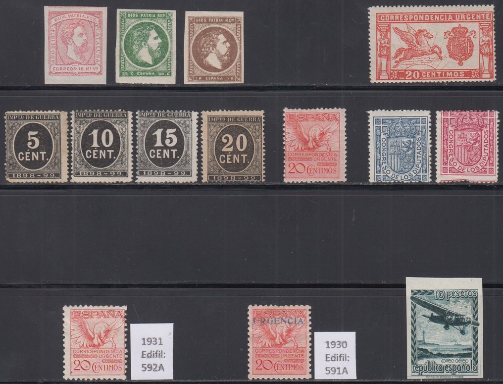 Spain  - Lot of stamps in new condition with hinges and in new condition without gum. #1.0