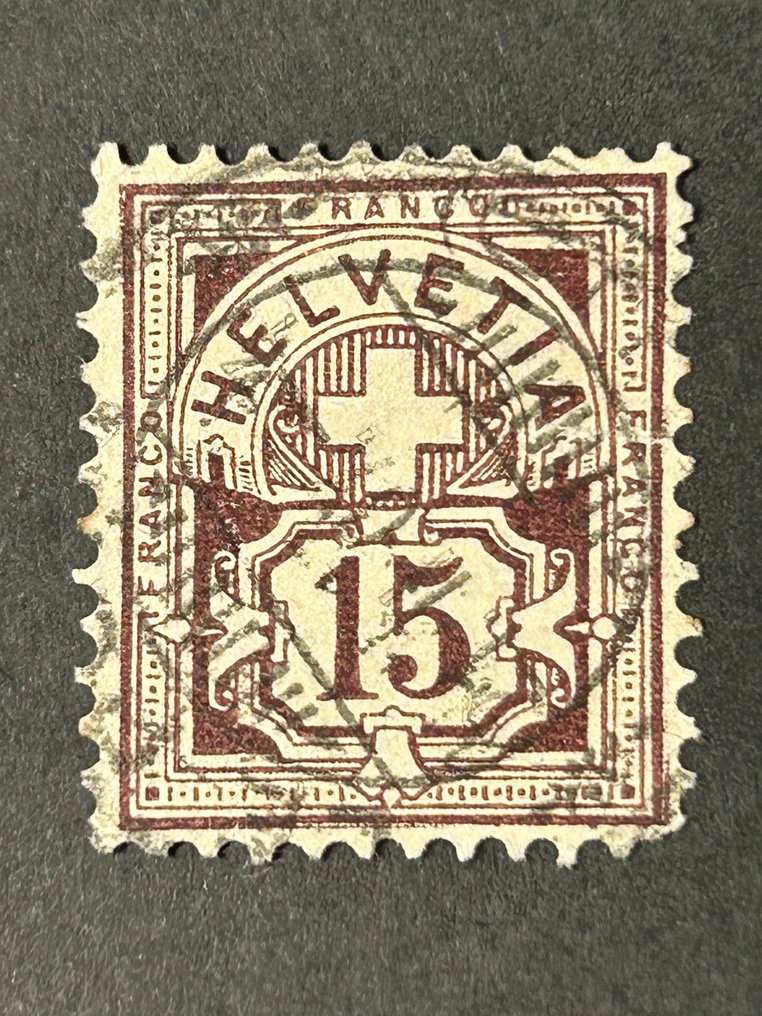 Ελβετία 1882/1907 - Ελβετία 1882–1906 – Καθήμενη Helvetia 15 Rp – SBK 57, 85 & 85a – Χρησιμοποιημένο – Ποικιλίες - SBK no. 57; 87; 87a #3.2