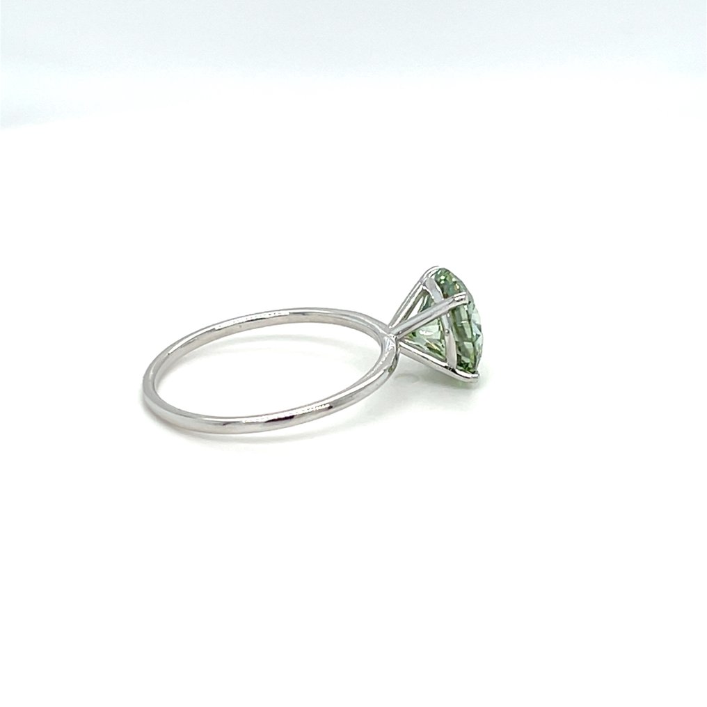 Zonder minimumprijs - Ring - 14 karaat Witgoud -  1.04ct. tw. Groen Diamant (Fancy gekleurde, lab-grown diamant) #2.1