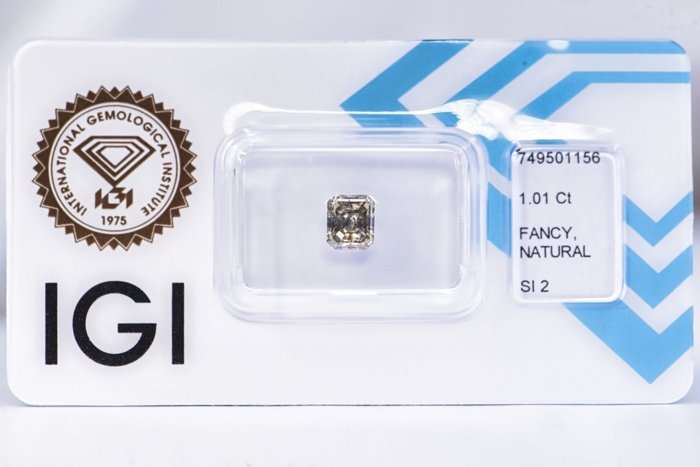 没有保留价 - 1 pcs 钻石  (天然色彩的)  - 1.01 ct - 祖母绿 - Fancy 绿色 黄色 - SI2 微内含二级 - 国际宝石研究院（IGI） - VG #1.0