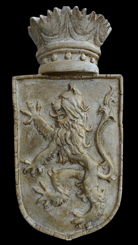 Skulptur, Stemma Leone Rampante - 33 cm - marmorpulver #1.0