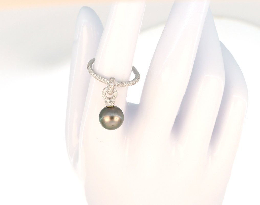 χωρίς τιμή ασφαλείας - Δαχτυλίδι - 18 καράτια Λευκός χρυσός -  1.00ct. tw. Διαμάντι (Φυσικό)  - Μαργαριτάρι #2.1