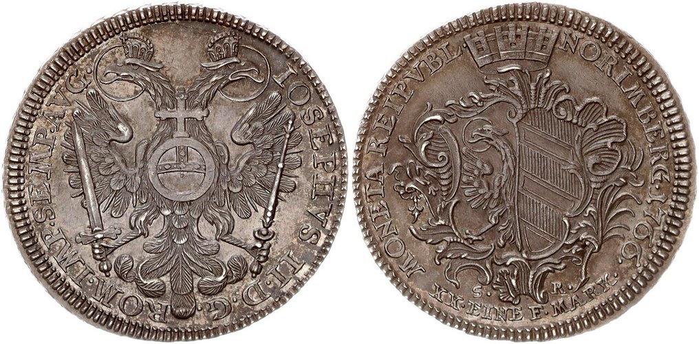 德國, 纽伦堡市. 1/2 Konv.-Taler 1766 Mm. Georg Nikolaus #1.0