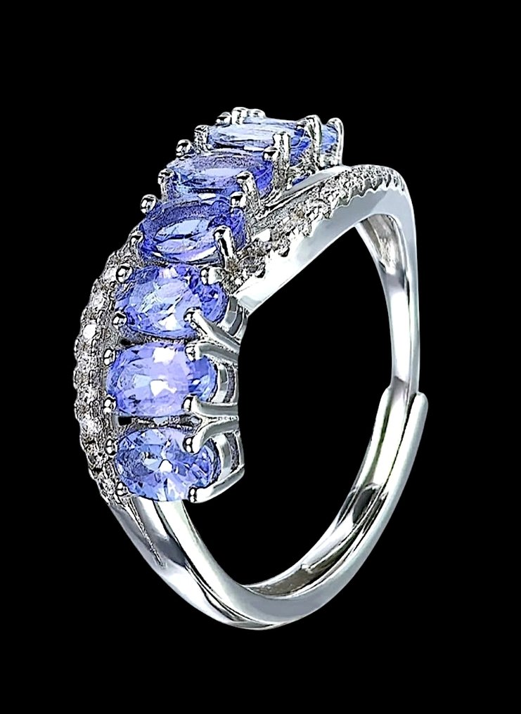 Ohne mindestpreis - Ring Silber, Naturstein Tansanit - 2,5 ct. ges. *Oval Cut* #3.2